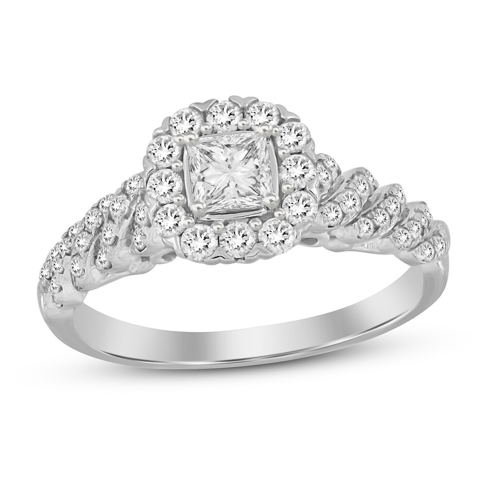 Diamond Engagement Ring 7/8 ct tw Princess/Round 14K White Gold 7hobgGmZ