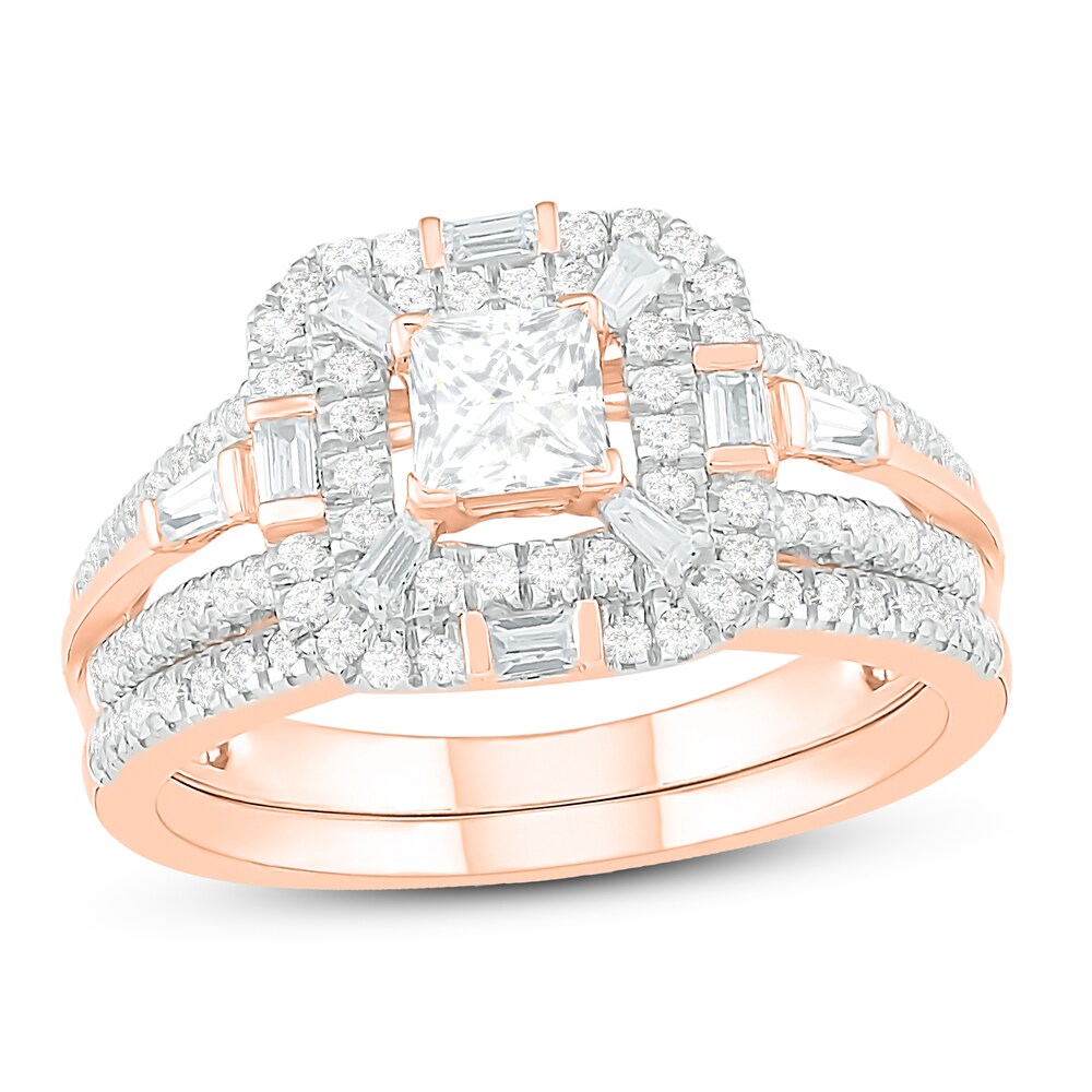 Diamond Bridal Set 1 ct tw Princess, Baguette & Round 14K Rose Gold 7wpfGEyJ