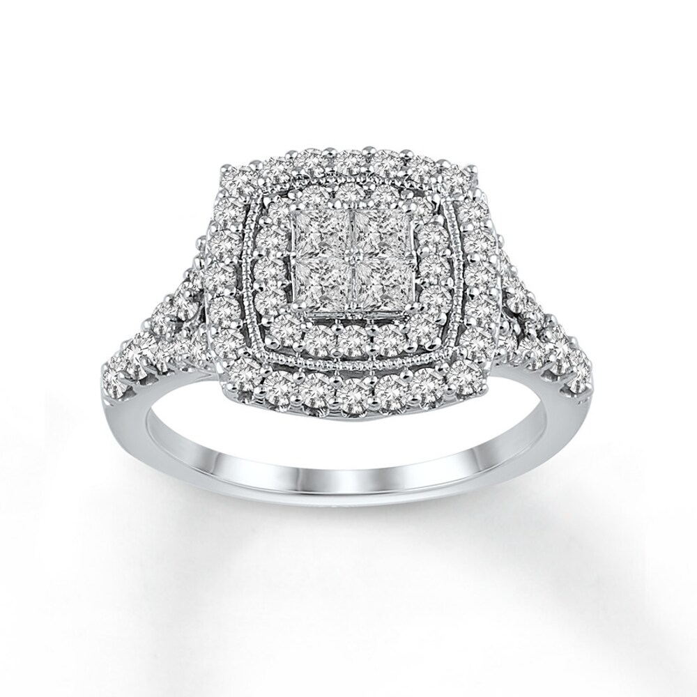 Diamond Engagement Ring 1-1/4 ct tw Princess-cut 14K White Gold 7xLaabM7