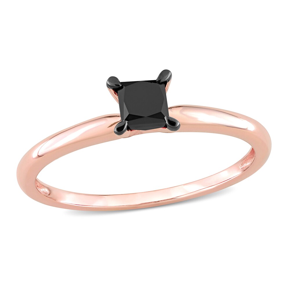 Black Diamond Solitaire Engagement Ring 1/2 ct tw Princess-cut 14K Rose Gold 80w5fXG4