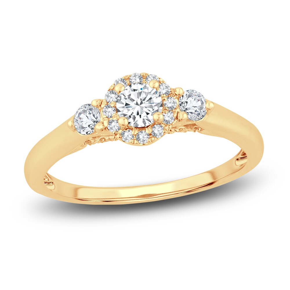 Diamond Halo Ring 3/8 ct tw Round 14K Yellow Gold 8IAuvOJP [8IAuvOJP]