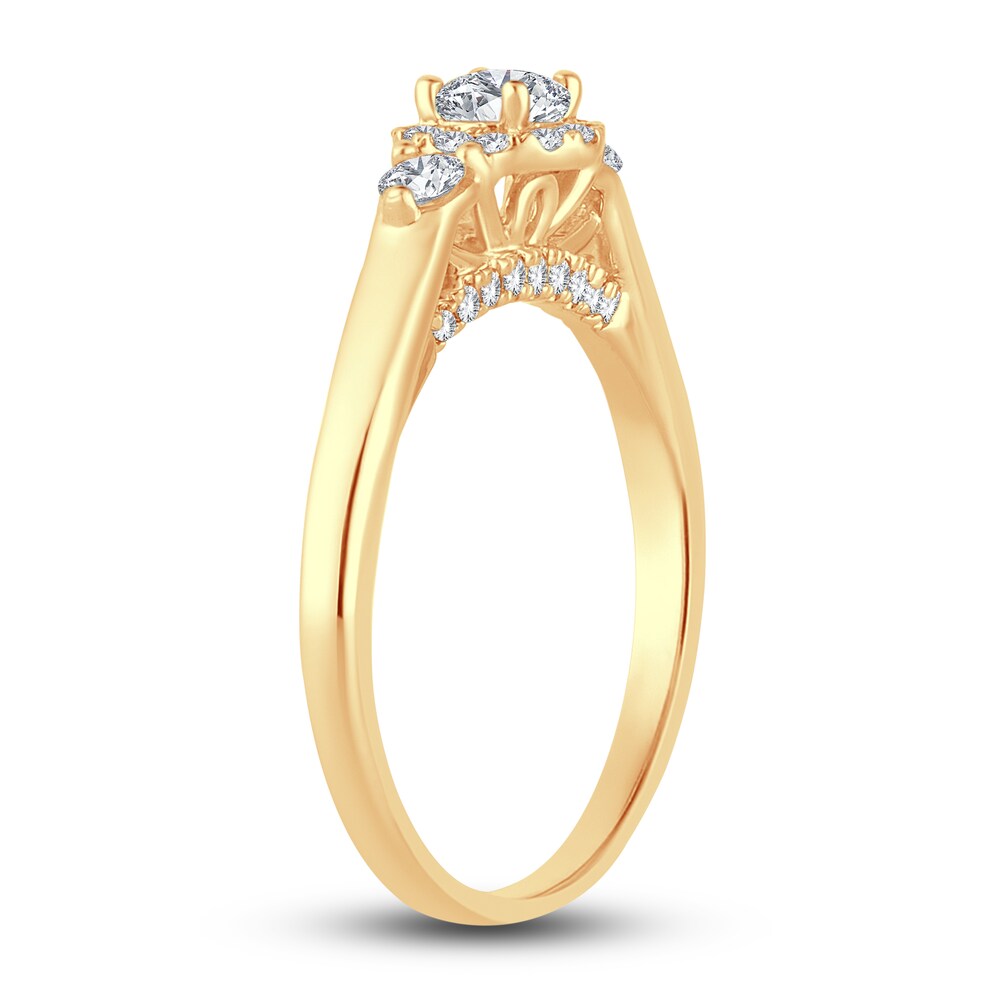 Diamond Halo Ring 3/8 ct tw Round 14K Yellow Gold 8IAuvOJP