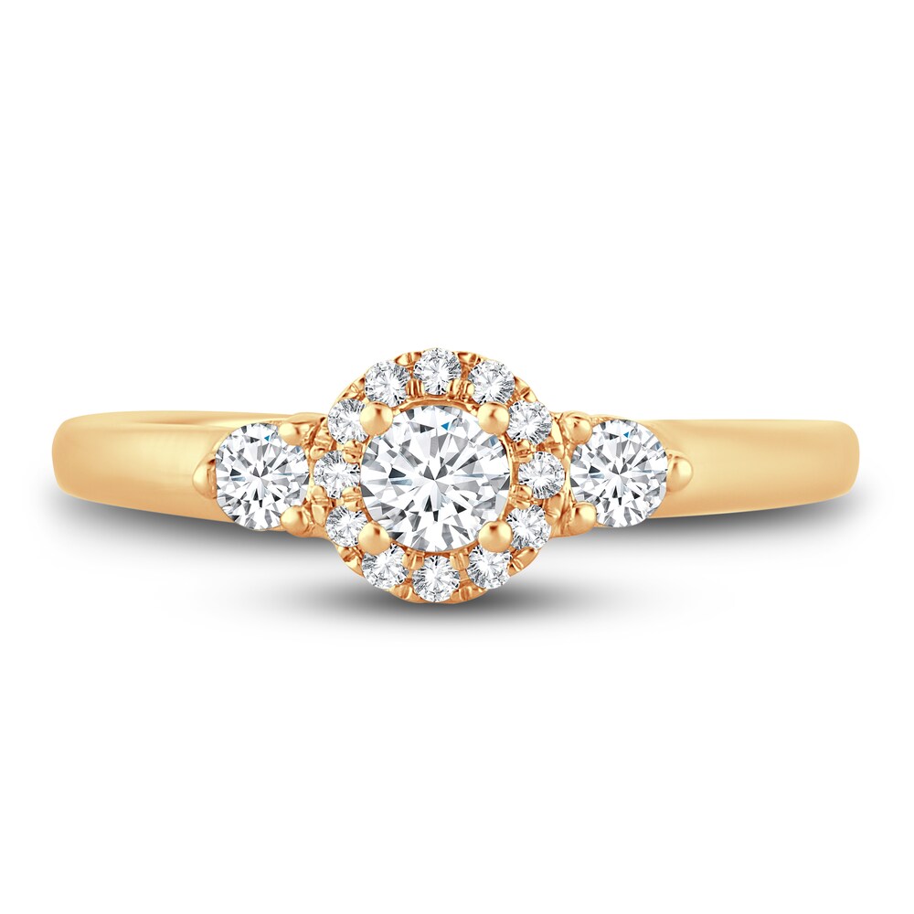 Diamond Halo Ring 3/8 ct tw Round 14K Yellow Gold 8IAuvOJP