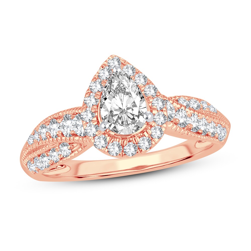 Diamond Engagement Ring 1 ct tw Round/Pear-shaped 14K Rose Gold 8Qby9PvU