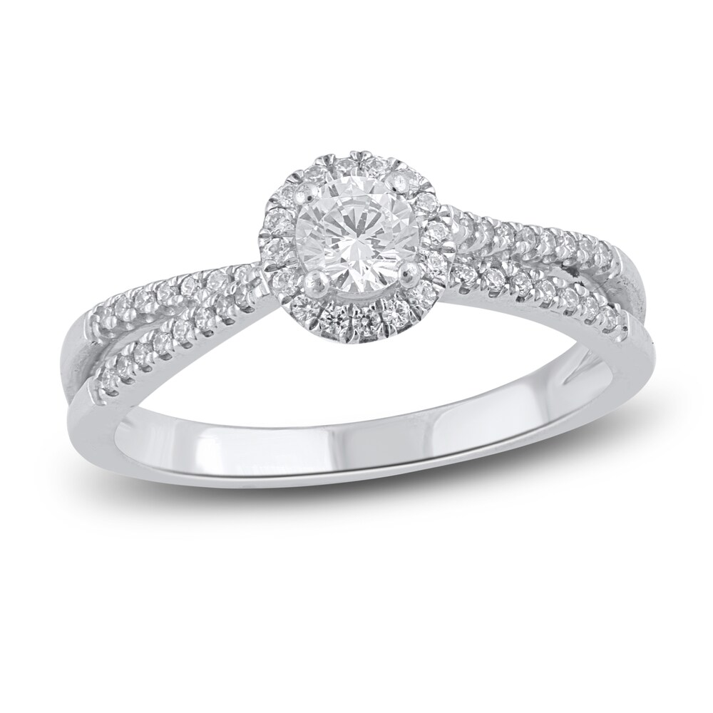 Diamond Engagement Ring 1/2 ct tw Round 14K White Gold 8QigsCRP