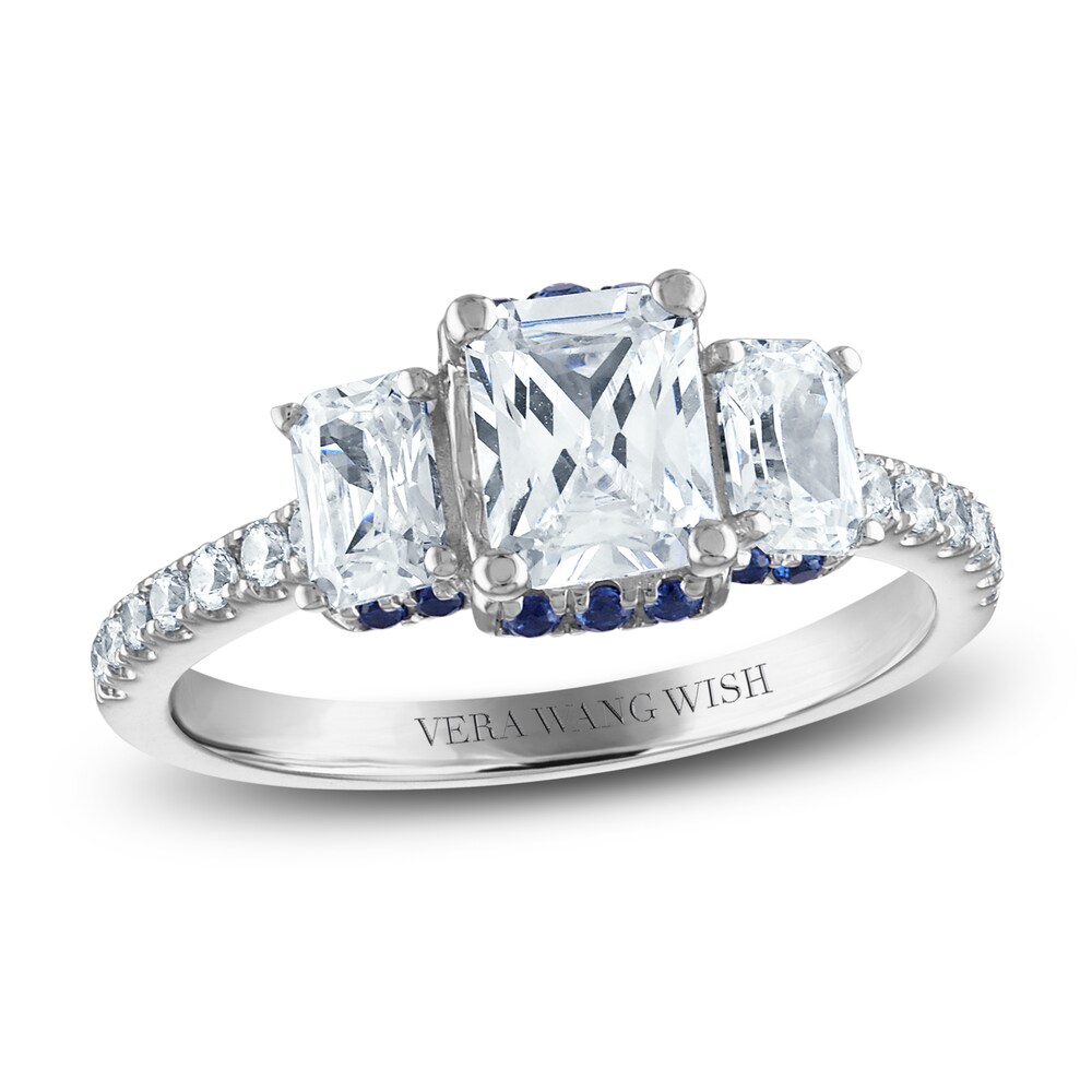 Vera Wang WISH Diamond Engagement Ring 1-7/8 ct tw Radiant/Round 14K White Gold 8WG0VYxr