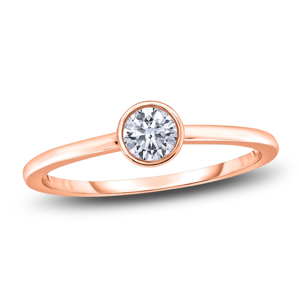 Diamond Solitaire Engagement Ring 1/2 ct tw Bezel-Set Round 14K Rose Gold (I2/I) 8cIQSJvJ