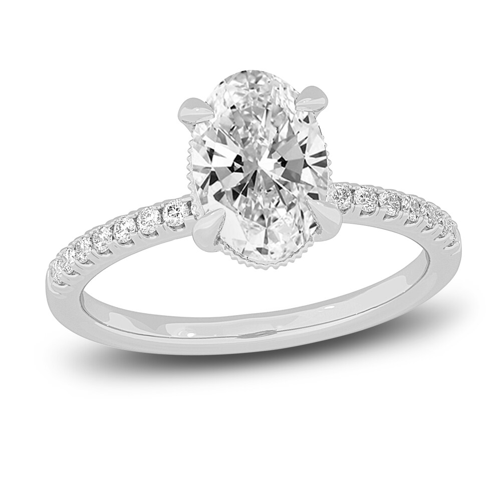 Lab-Created Diamond Engagement Ring 2-1/4 ct tw Oval/Round 14K White Gold 8e7iqHlD