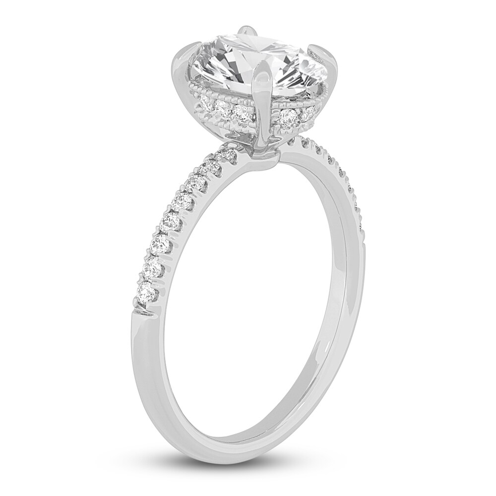 Lab-Created Diamond Engagement Ring 2-1/4 ct tw Oval/Round 14K White Gold 8e7iqHlD
