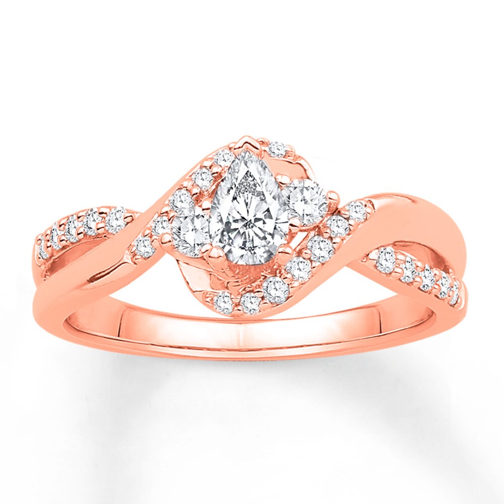 Diamond Engagement Ring 5/8 ct tw Pear-shaped 14K Rose Gold 8jDZB5FA