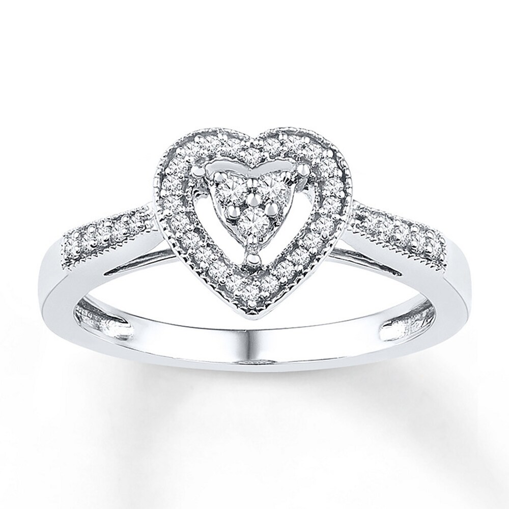 Heart Promise Ring 1/5 ct tw Diamonds Sterling Silver 8jGH4nae [8jGH4nae]