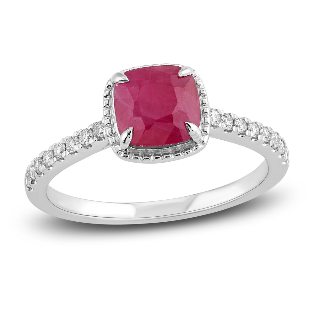 Natural Ruby Engagement Ring 1/6 ct tw 14K White Gold 8lOyrjmx