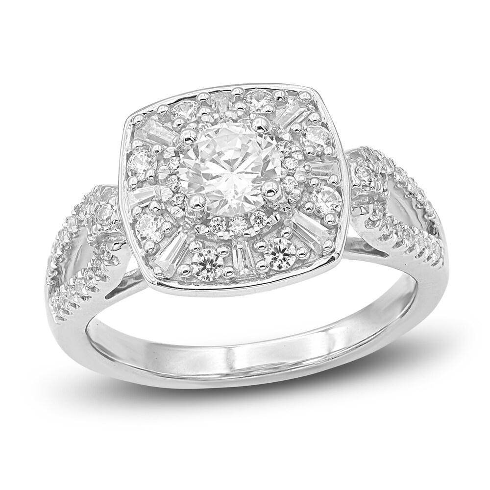 Diamond Engagement Ring 1 ct tw Round/Baguette 14K White Gold 8miLUldV