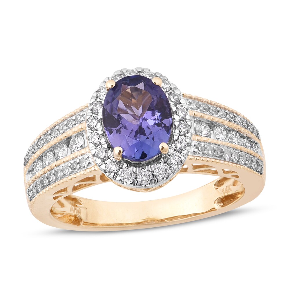 Natural Tanzanite Engagement Ring 1/2 ct tw Diamonds 14K Yellow Gold 8pAEDmjM