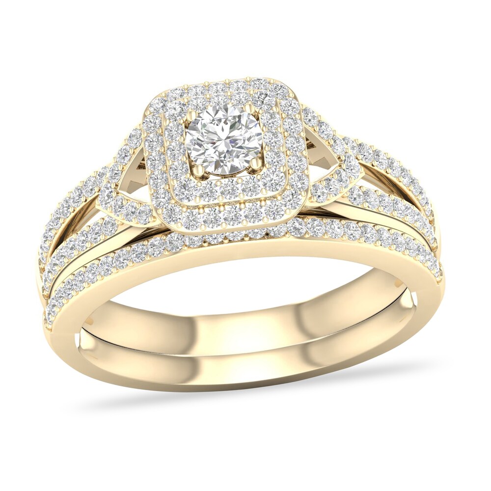 Diamond Bridal Set 5/8 ct tw Round 14K Yellow Gold 8qv3sHot