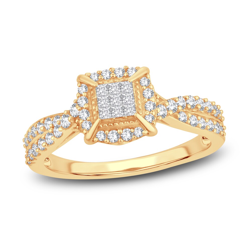 Diamond Ring 1/2 ct tw Round/Princess 14K Yellow Gold 8zrAeCuc
