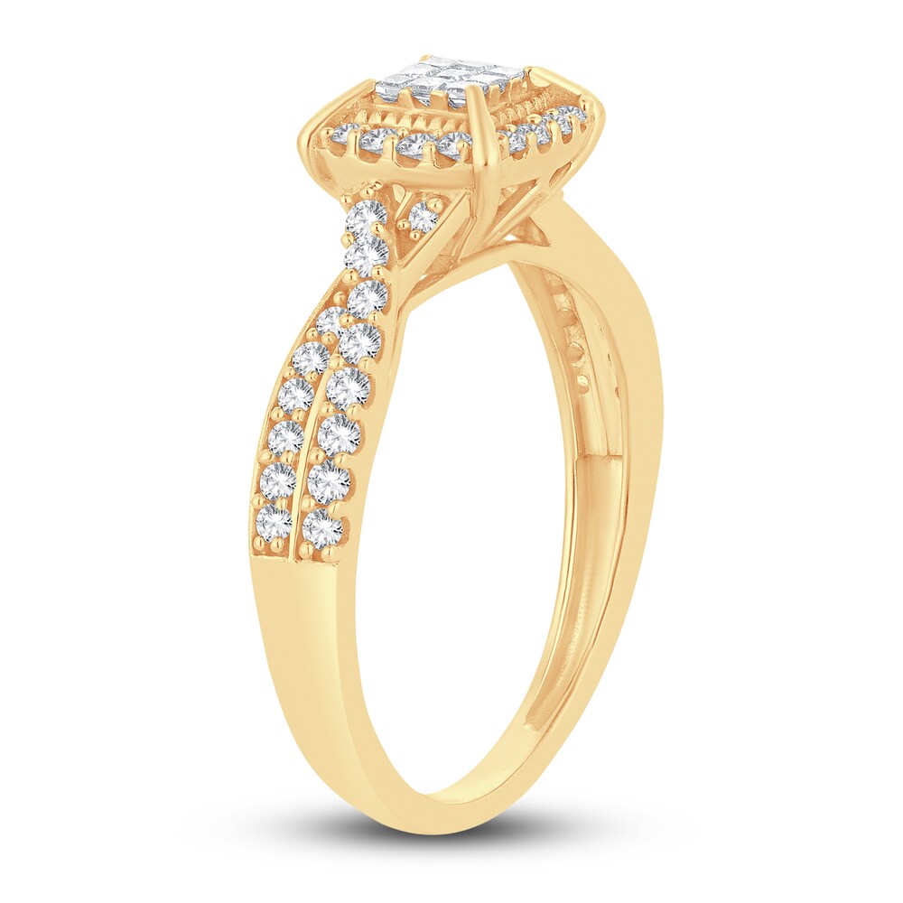 Diamond Ring 1/2 ct tw Round/Princess 14K Yellow Gold 8zrAeCuc