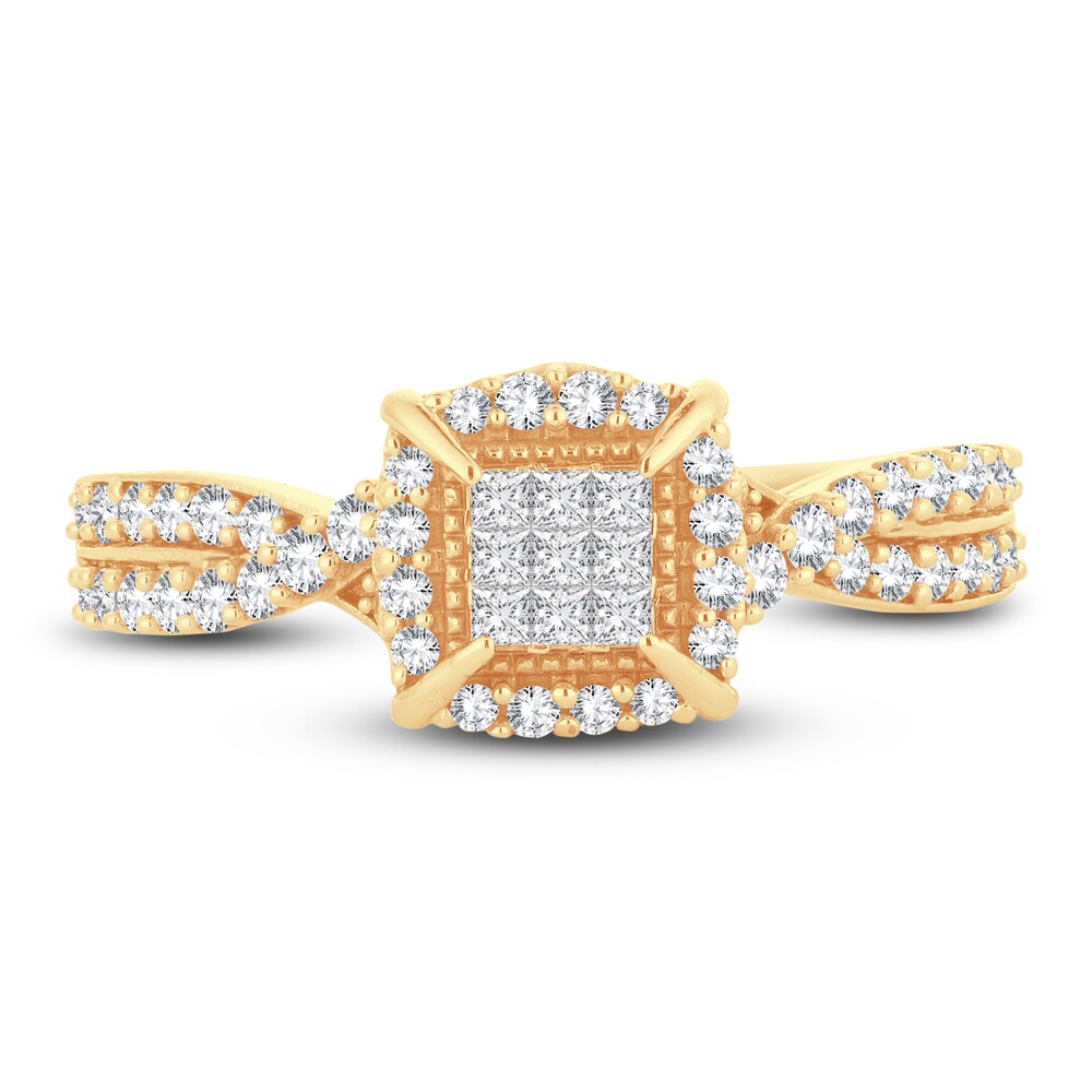 Diamond Ring 1/2 ct tw Round/Princess 14K Yellow Gold 8zrAeCuc