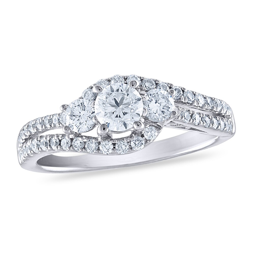 Diamond 3-Stone Engagement Ring 1 ct tw Round 14K White Gold 93jNZKmy
