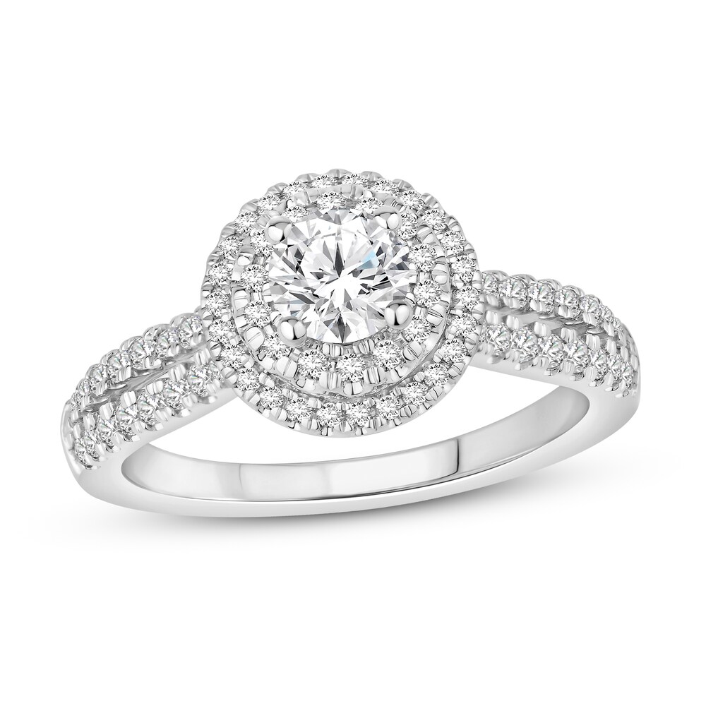 Diamond Engagement Ring 7/8 ct tw Round 14K White Gold 9AUBjlPT