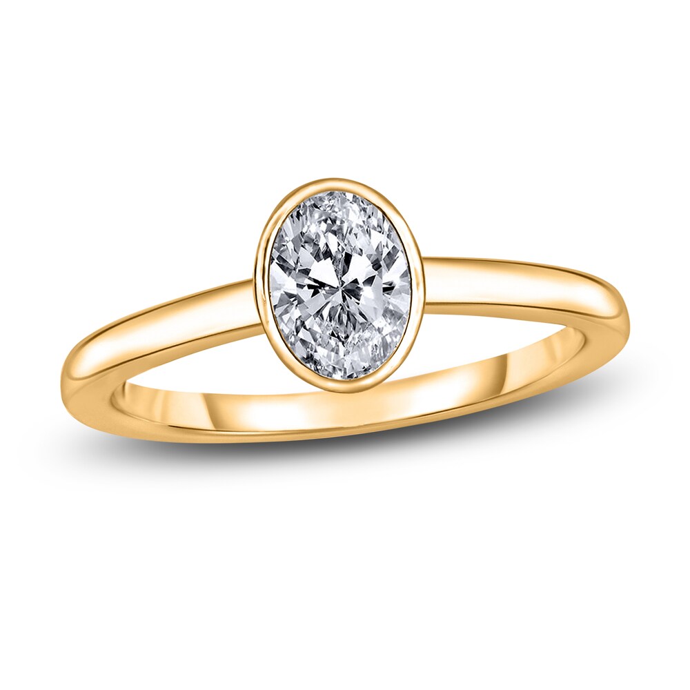 Diamond Solitaire Engagement Ring 1-1/2 ct tw Bezel-Set Oval 14K Yellow Gold (I2/I) 9CM8rtKt