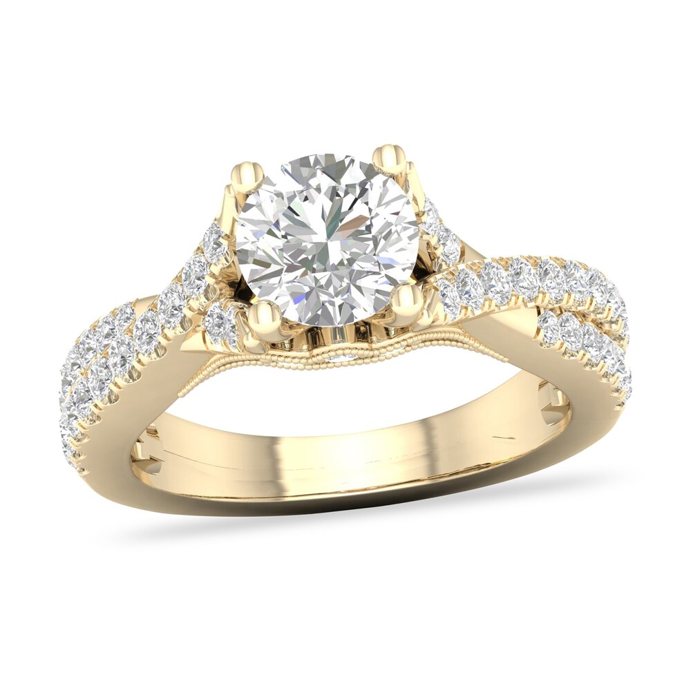 Diamond Ring 1-1/2 ct tw Round-cut 14K Yellow Gold 9DldPDtu