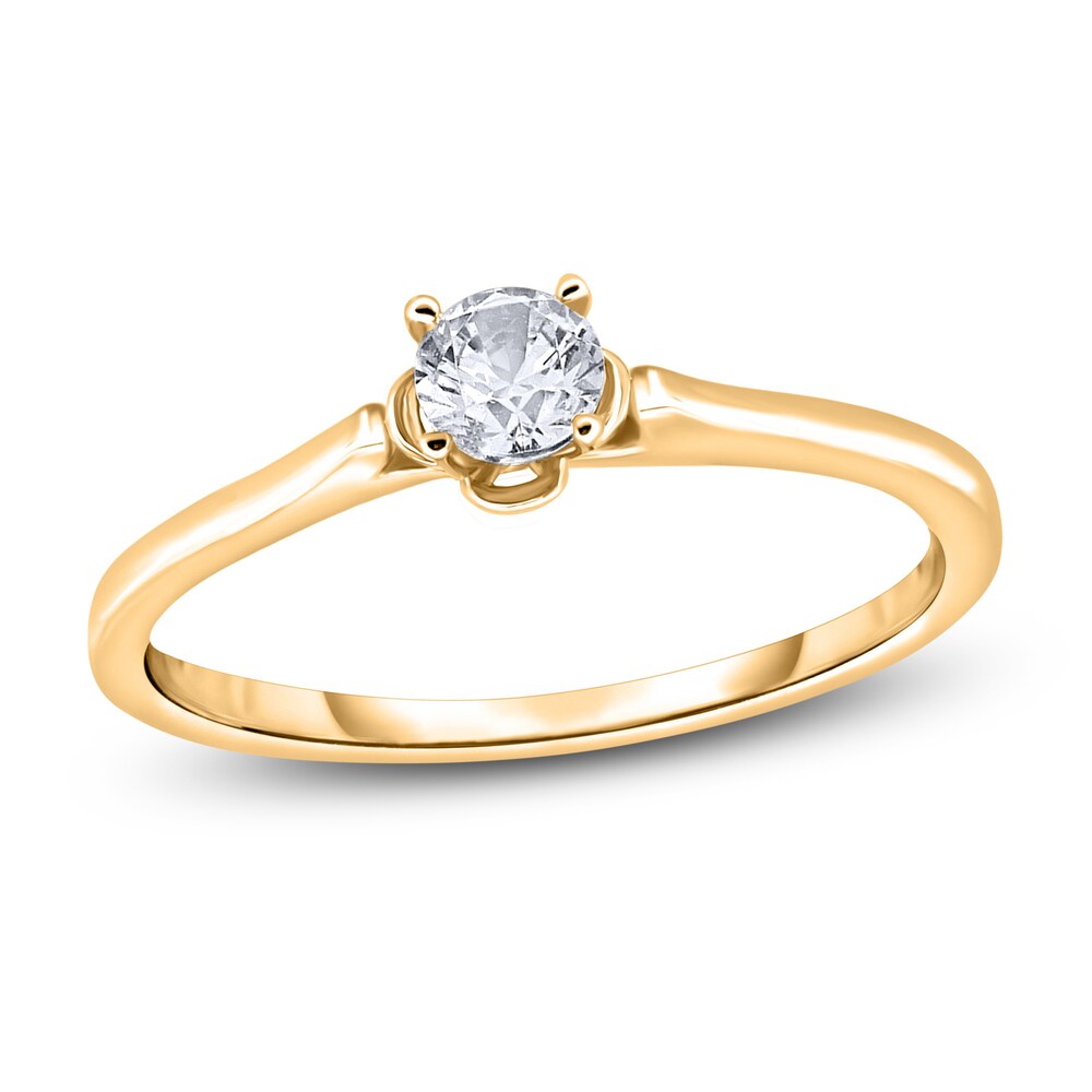 Diamond Solitaire Floral Engagement Ring 1/4 ct tw Round 14K Yellow Gold (I2/I) 9VvKlKVH