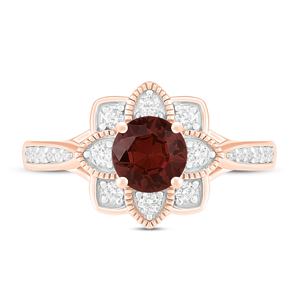 Natural Garnet Engagement Ring 1/4 ct tw Diamonds 14K Rose Gold 9XODqjIB