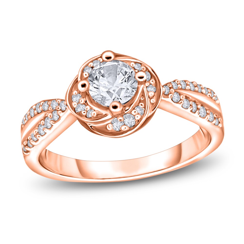 Diamond Engagement Ring 1/2 ct tw Round 14K Rose Gold 9a5XuALB