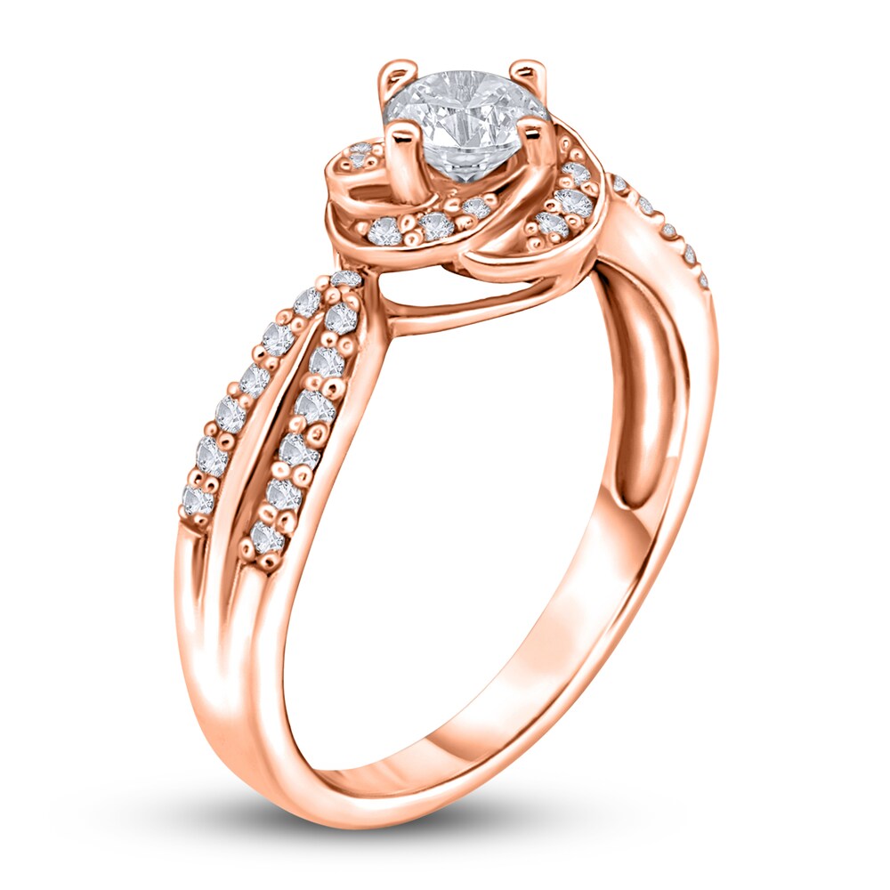 Diamond Engagement Ring 1/2 ct tw Round 14K Rose Gold 9a5XuALB