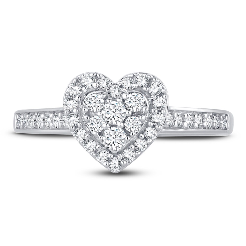 Diamond Heart Ring 3/8 ct tw Round 14K White Gold 9bnyfdHz