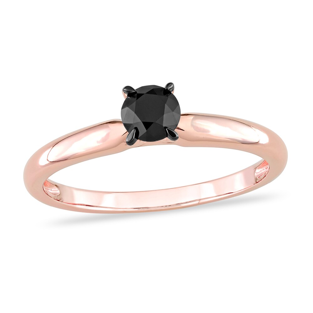 Black Diamond Solitaire Engagement Ring 1/2 ct tw Round-cut 14K Rose Gold 9g8fGXRi