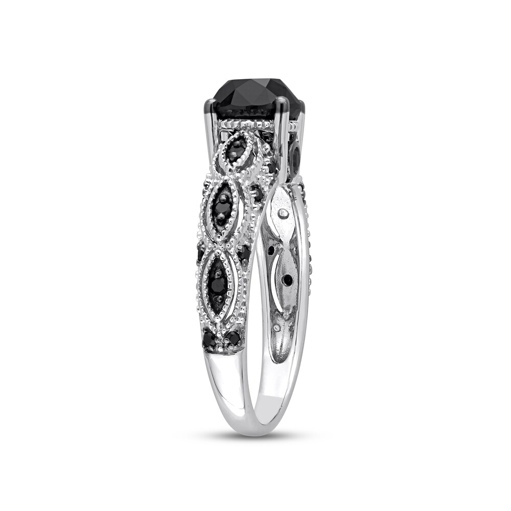Black Diamond Engagement Ring 2 ct tw Round 10K White Gold 9hzz71SS