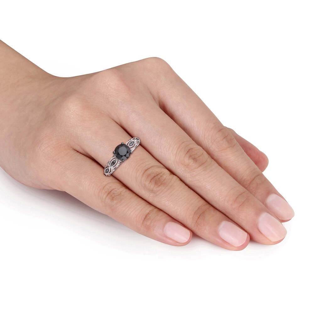 Black Diamond Engagement Ring 2 ct tw Round 10K White Gold 9hzz71SS