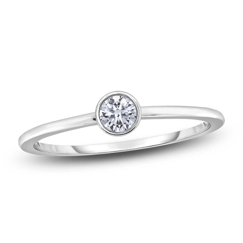 Diamond Solitaire Engagement Ring 1/4 ct tw Bezel-Set Round 14K White Gold (I2/I) 9rrLKI1V