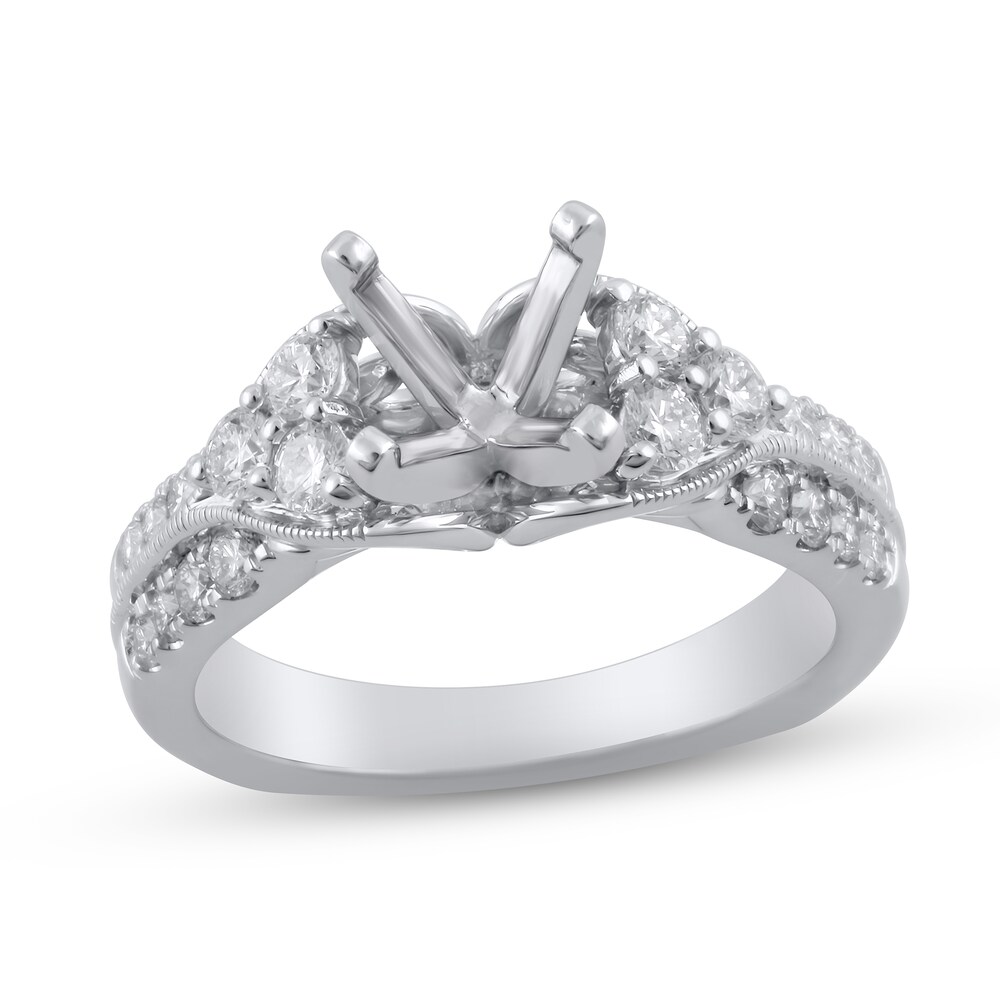 Hearts Desire Diamond Engagement Ring Setting 3/4 ct tw Round 18K White Gold 9sILXSgl