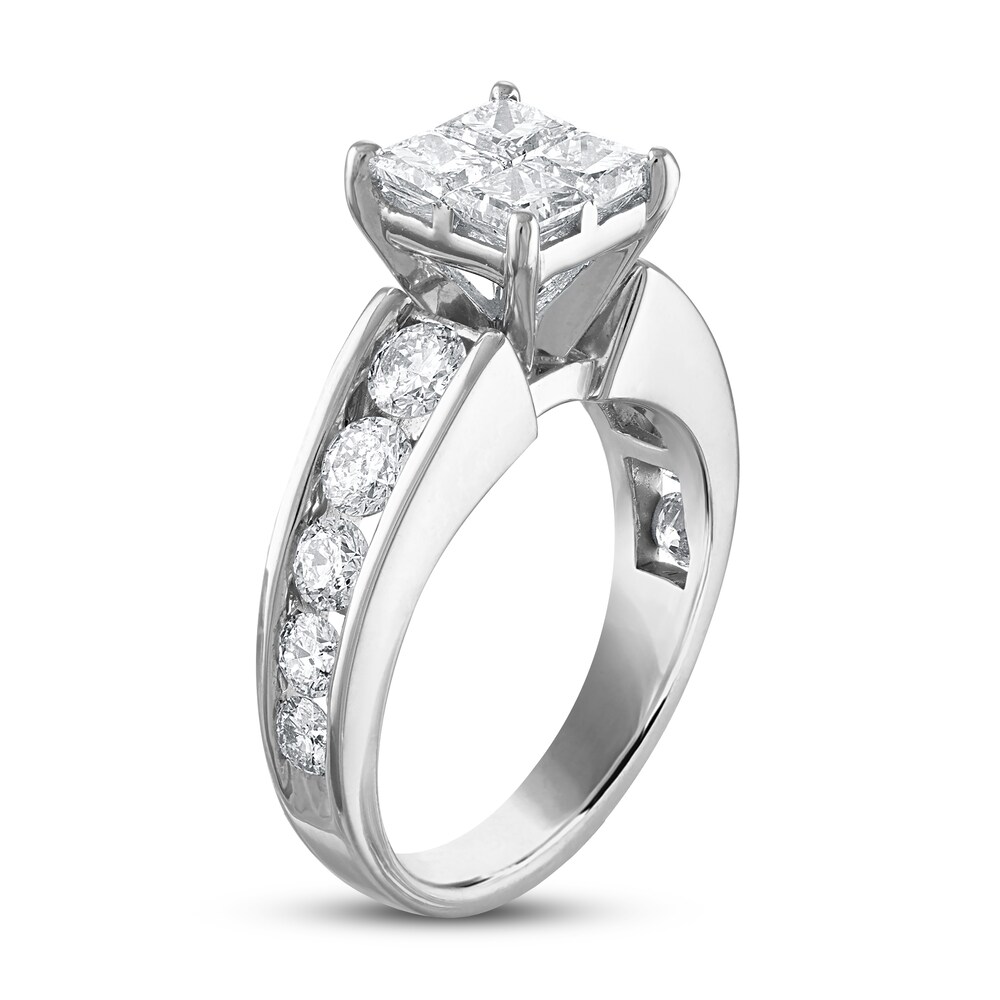 Diamond Engagement Ring 2-1/2 ct tw Princess/Round 14K White Gold A3NkIOxL