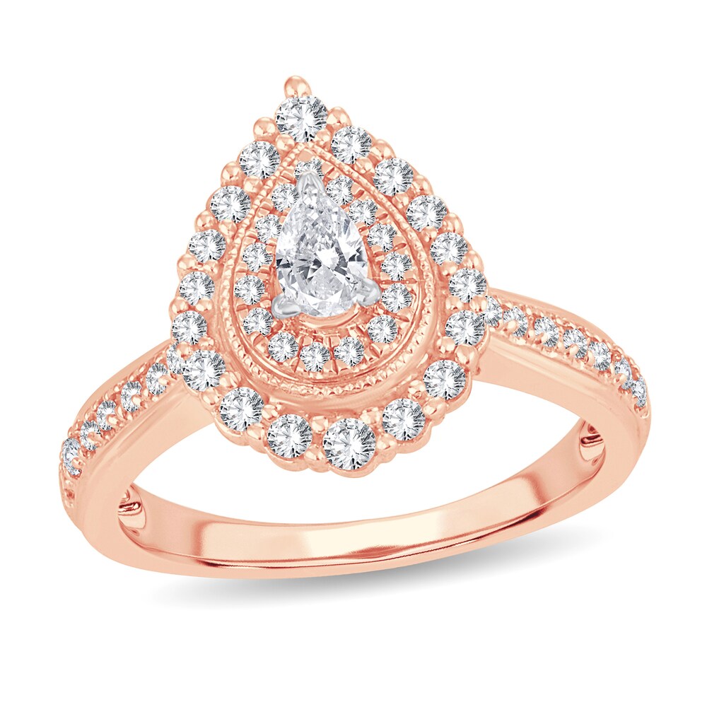 Diamond Ring 5/8 ct tw Pear-shaped 14K Rose Gold A40xhf2U