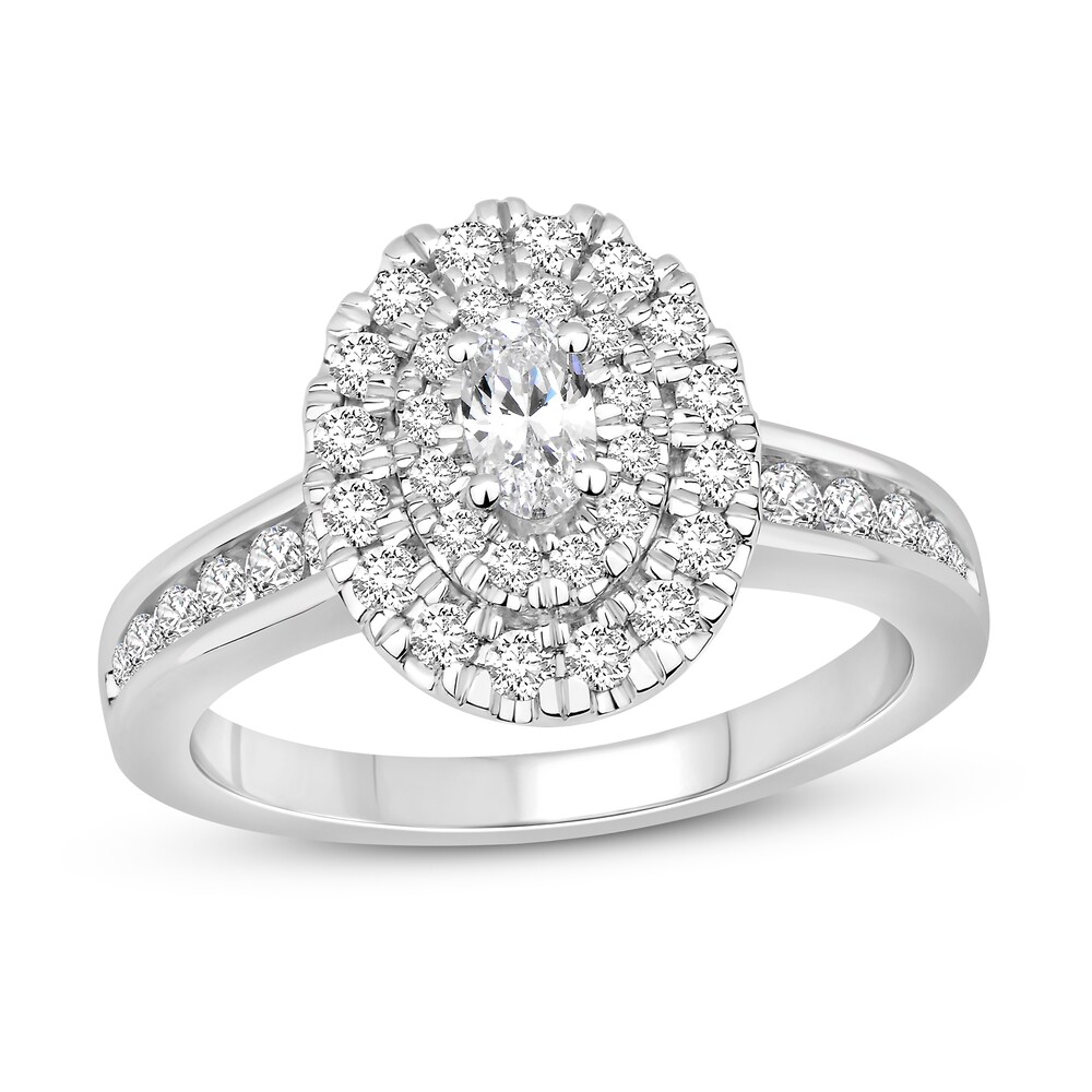 Diamond Engagement Ring 1 ct tw Oval/Round 14K White Gold AGQFFhxP