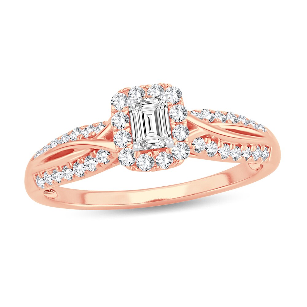 Diamond Ring 1/2 ct tw Emerald-cut 14K Rose Gold AQwx6Pyd