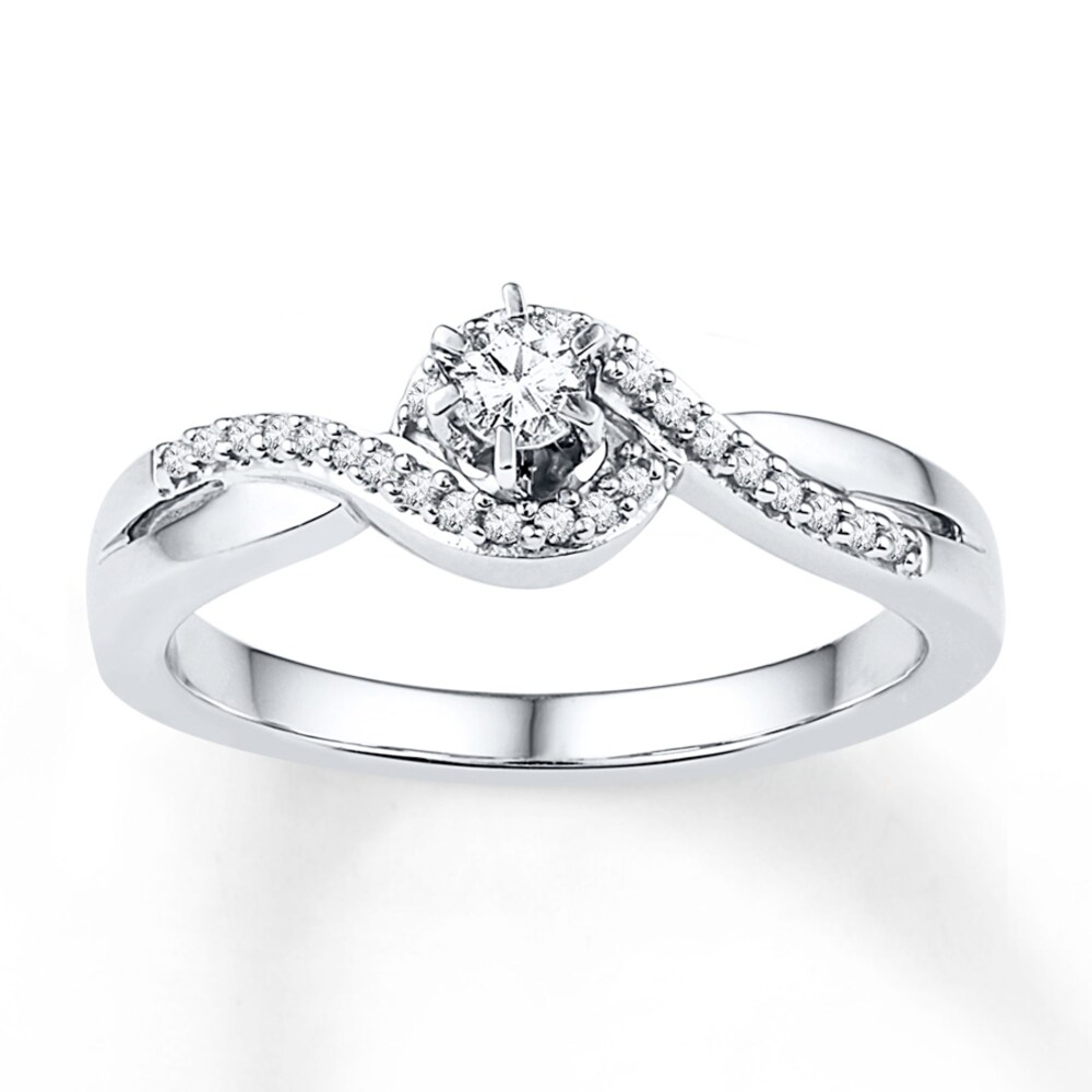 Diamond Promise Ring 1/5 ct tw Round-cut 10K White Gold AWwkYsHC