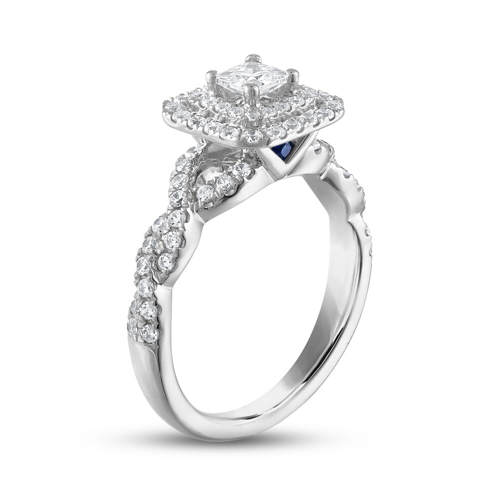 Vera Wang WISH Diamond Engagement Ring 1 ct tw Princess/Round 14K White Gold AXXz6Oxz