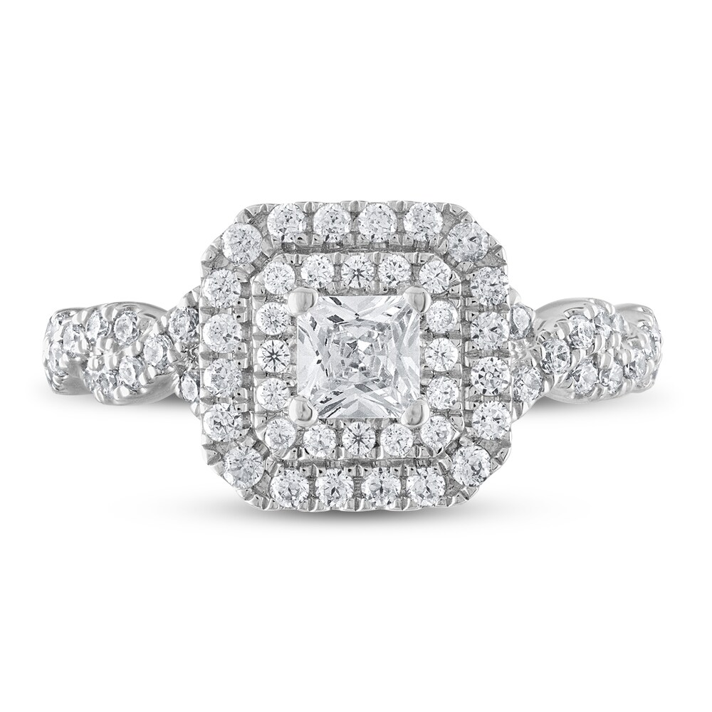 Vera Wang WISH Diamond Engagement Ring 1 ct tw Princess/Round 14K White Gold AXXz6Oxz