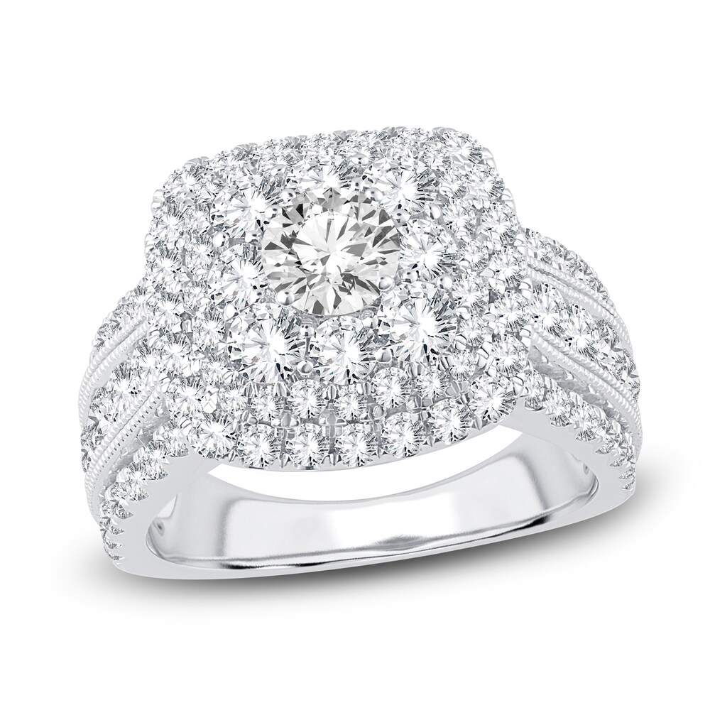 Diamond Engagement Ring 3 ct tw Round 14K White Gold AbcjgaoP