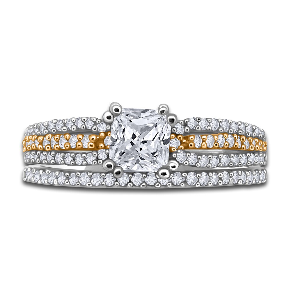 Diamond Bridal Set 7/8 ct tw Princess/Round 14K Two-Tone Gold Aix6qjZj