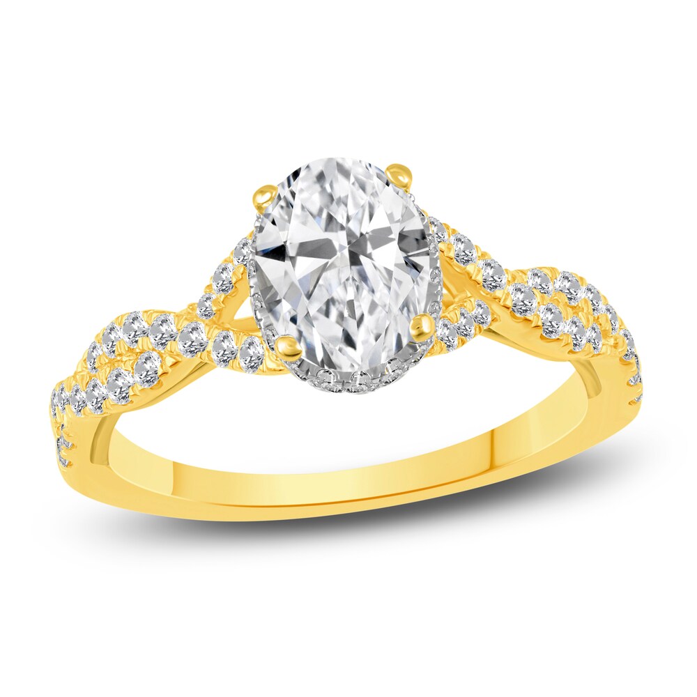 Diamond Twist Engagement Ring 1-3/8 ct tw Oval/Round 14K Yellow Gold AlMwlBTG