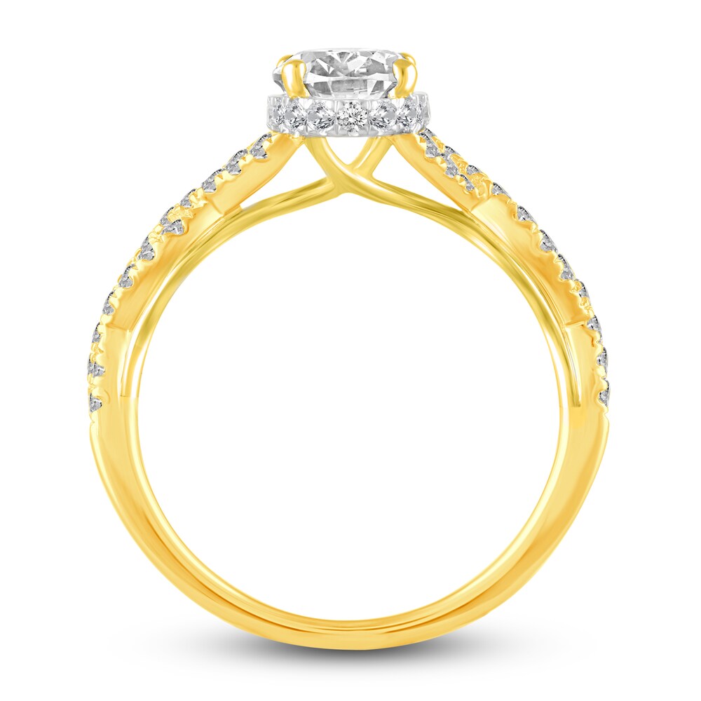 Diamond Twist Engagement Ring 1-3/8 ct tw Oval/Round 14K Yellow Gold AlMwlBTG