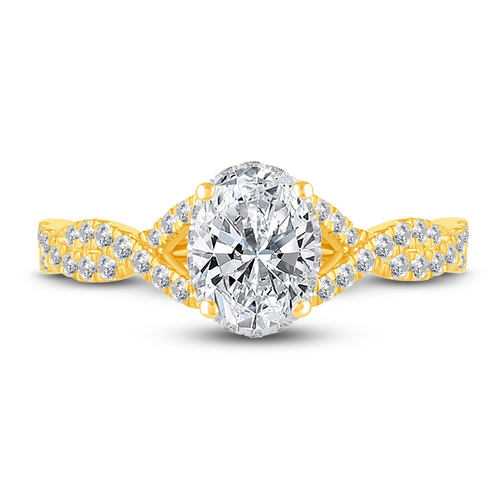 Diamond Twist Engagement Ring 1-3/8 ct tw Oval/Round 14K Yellow Gold AlMwlBTG