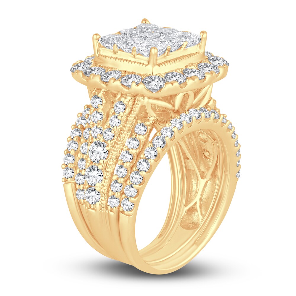 Diamond Ring 4 ct tw Princess/Round 14K Yellow Gold Ameihh1S