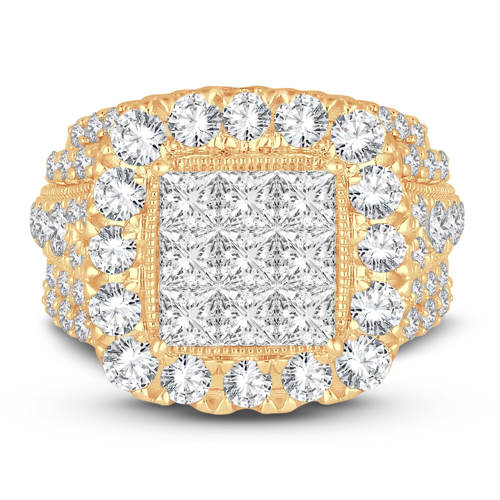 Diamond Ring 4 ct tw Princess/Round 14K Yellow Gold Ameihh1S